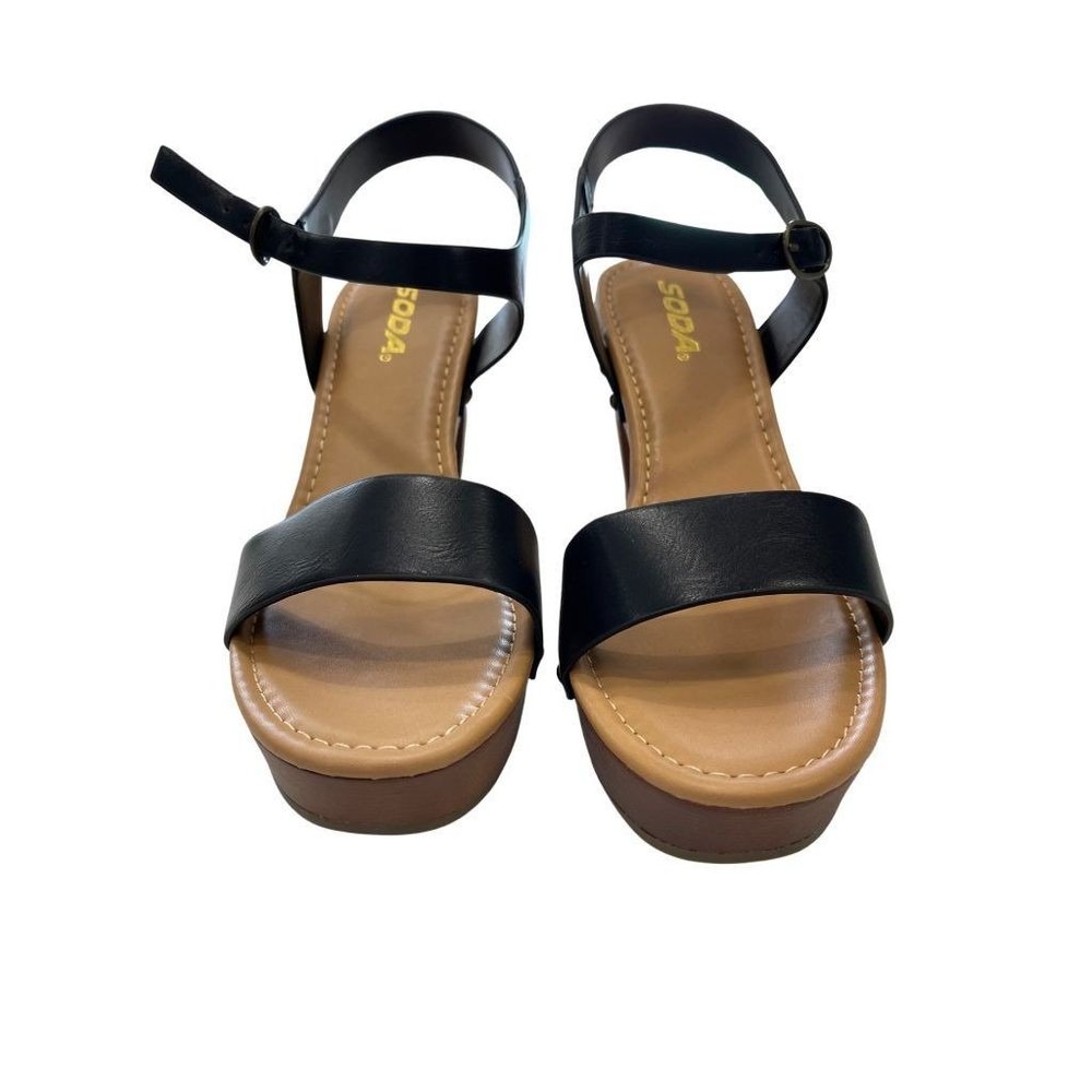 Soda Black Chivas Sandals Wedge Heel (New in box)